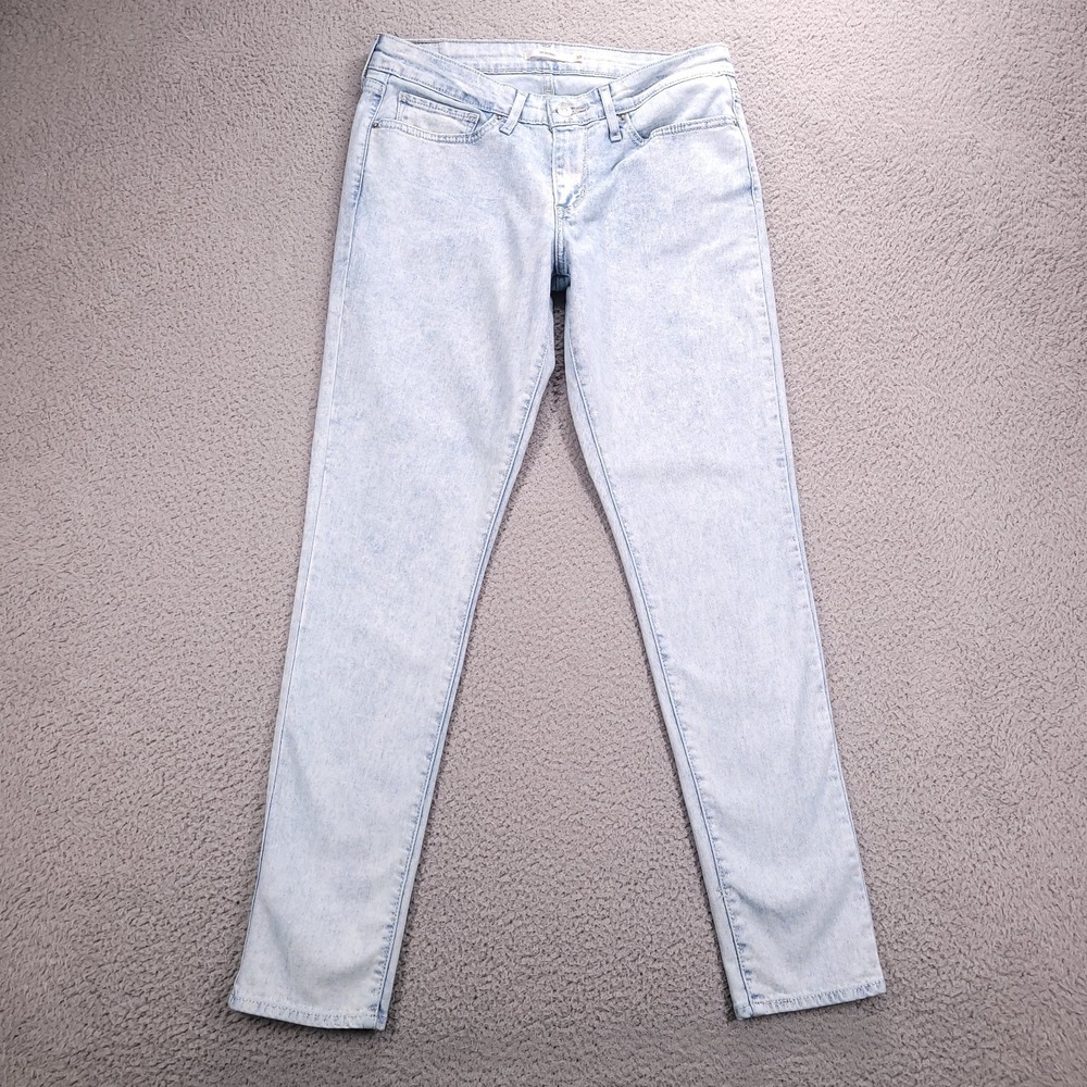 LEVIS 711 Jeans Size 30 Skinny Mid Rise Light Acid Wash Stretch Denim - Picture 2 of 14
